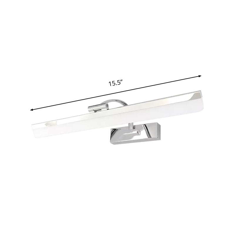 Stylish Integrated Led Nickel Finish Wall Vanity Lamp Warm/White Light Acrylic Rectangular Design