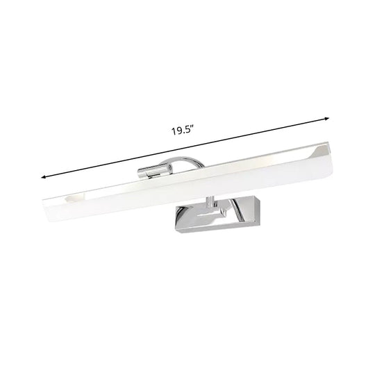 Stylish Integrated Led Nickel Finish Wall Vanity Lamp Warm/White Light Acrylic Rectangular Design