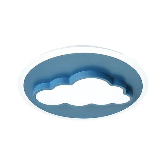 Cartoon Acrylic Blue Led Ceiling Lamp For Kids Bedroom - Cloud/Rudder Flush Light Fixture