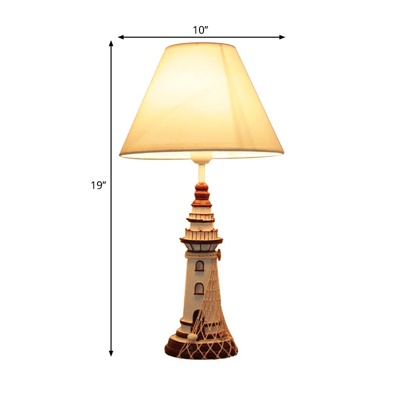 Kids Resin Table Lamp - Red/Dark Blue Lighthouse Night Light With Remote & Dimmer Switch