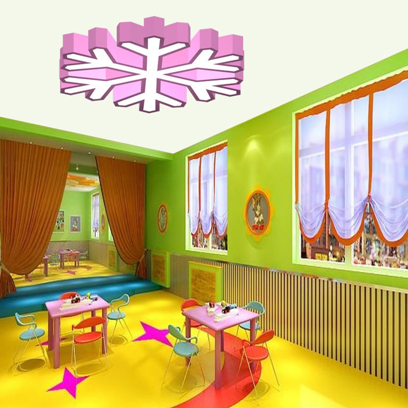 Colorful Led Flush Light Macaron Red/Yellow/Green Ceiling Mount Fixture For Nursery School With