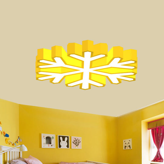 Colorful Led Flush Light Macaron Red/Yellow/Green Ceiling Mount Fixture For Nursery School With