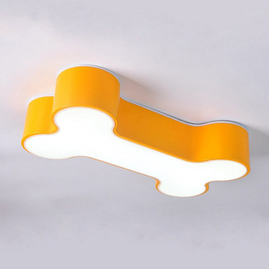 Cartoon Led Dog Bone Flushmount Ceiling Light - Metal Red/Yellow/Green 19.5/23.5 Width