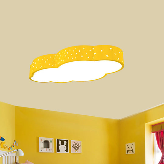 Kindergarten Led Flushmount Ceiling Light - 18/20.5 W Cloud Acrylic Shade White/Yellow/Blue