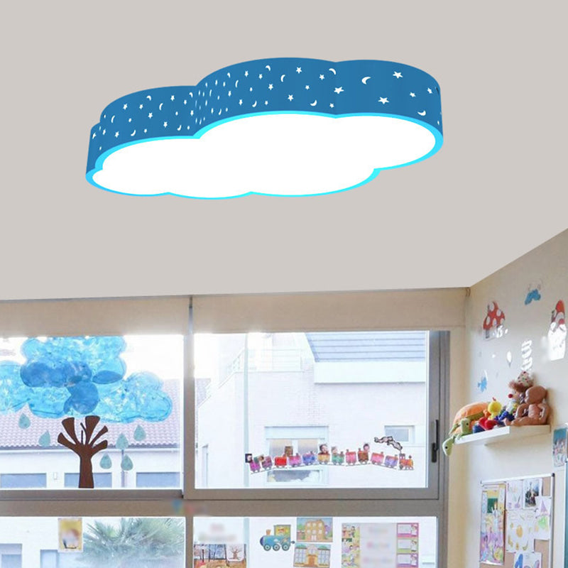 Kindergarten Led Flushmount Ceiling Light - 18/20.5 W Cloud Acrylic Shade White/Yellow/Blue