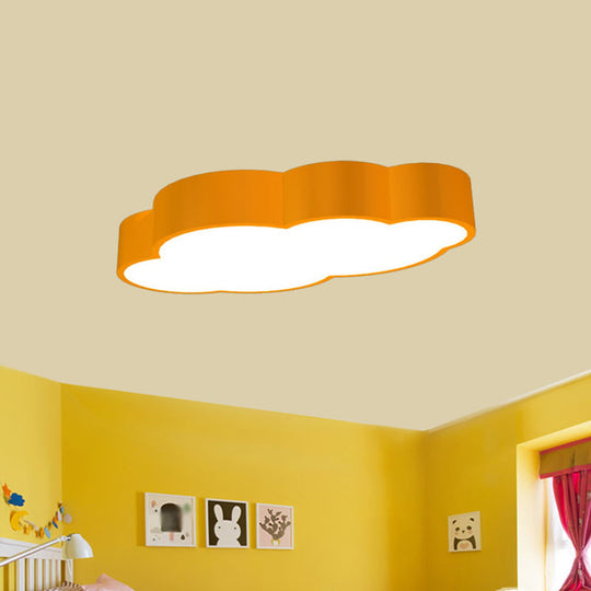 Cloud Shaped Nursery Ceiling Lamp Acrylic 18"/20.5" Wide LED Cartoon Flush Mount Lighting Fixture in Red/Yellow/Blue