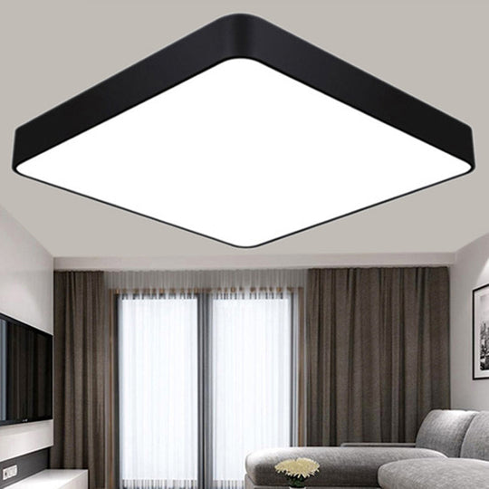 Nordic Square Flush Mount Lamp: Acrylic LED Ceiling Light for Office (Black/White, 16"/23.5"/39" Wide)