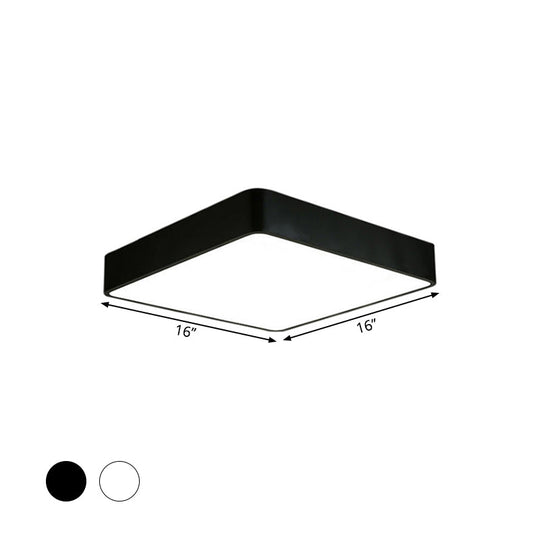 Nordic Square Flush Mount Lamp: Acrylic LED Ceiling Light for Office (Black/White, 16"/23.5"/39" Wide)