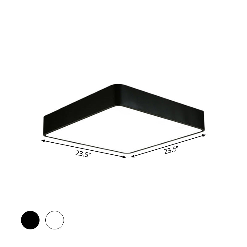 Nordic Square Flush Mount Lamp: Acrylic LED Ceiling Light for Office (Black/White, 16"/23.5"/39" Wide)