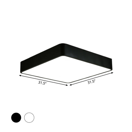 Nordic Square Flush Mount Lamp: Acrylic LED Ceiling Light for Office (Black/White, 16"/23.5"/39" Wide)