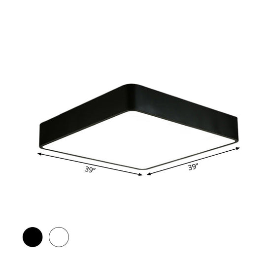 Nordic Square Flush Mount Lamp: Acrylic LED Ceiling Light for Office (Black/White, 16"/23.5"/39" Wide)