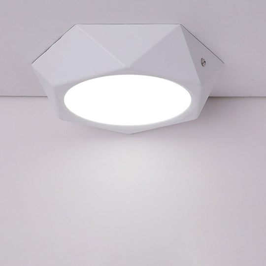 Simple LED Ceiling Lamp: Polygon Office Flush Light Fixture, Aluminum, White, 6w/12w/18w