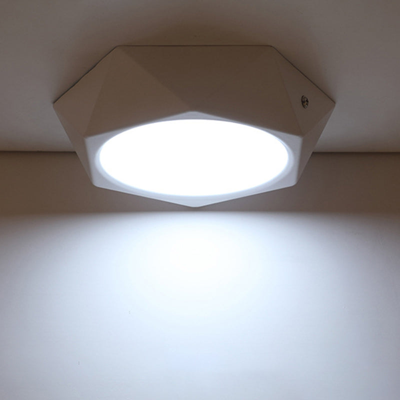 Simple LED Ceiling Lamp: Polygon Office Flush Light Fixture, Aluminum, White, 6w/12w/18w