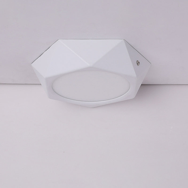 Simple LED Ceiling Lamp: Polygon Office Flush Light Fixture, Aluminum, White, 6w/12w/18w