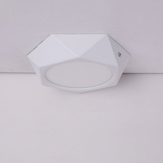 Simple Led Ceiling Lamp: Polygon Office Flush Light Fixture Aluminum White 6W/12W/18W