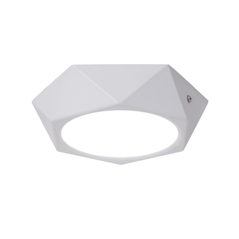 Simple LED Ceiling Lamp: Polygon Office Flush Light Fixture, Aluminum, White, 6w/12w/18w