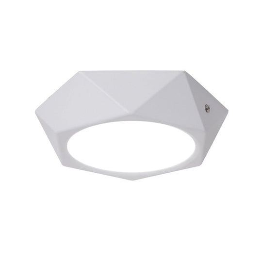 Simple LED Ceiling Lamp: Polygon Office Flush Light Fixture, Aluminum, White, 6w/12w/18w