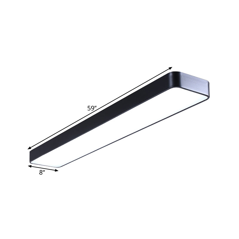 Led Ceiling Lamp For Conference Rooms Simplicity Black Flush Light With Acrylic Shade (23.5/47/59