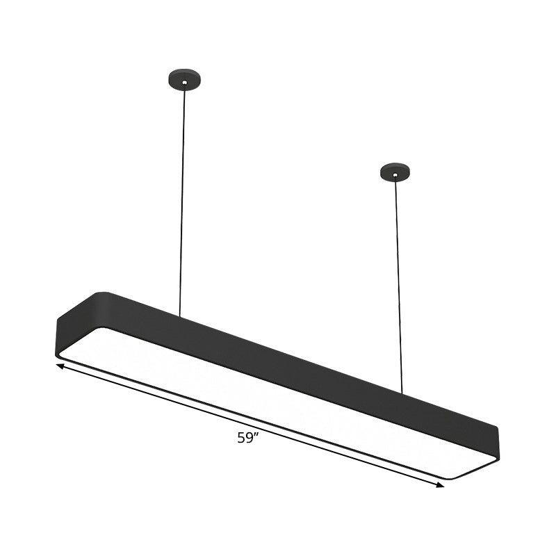 Modern Black Led Linear Ceiling Lamp For Office - Acrylic Adjustable Widths