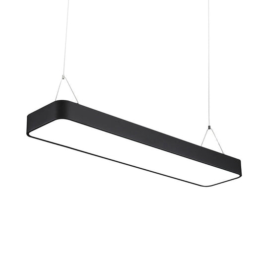 Modern Black Office Led Pendant Light With Acrylic Rectangle Shade Adjustable Lengths - 23.5/47/71 L