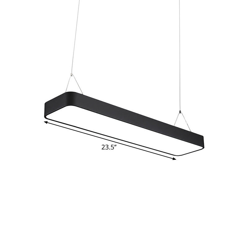 Modern Black Office Led Pendant Light With Acrylic Rectangle Shade Adjustable Lengths - 23.5/47/71 L