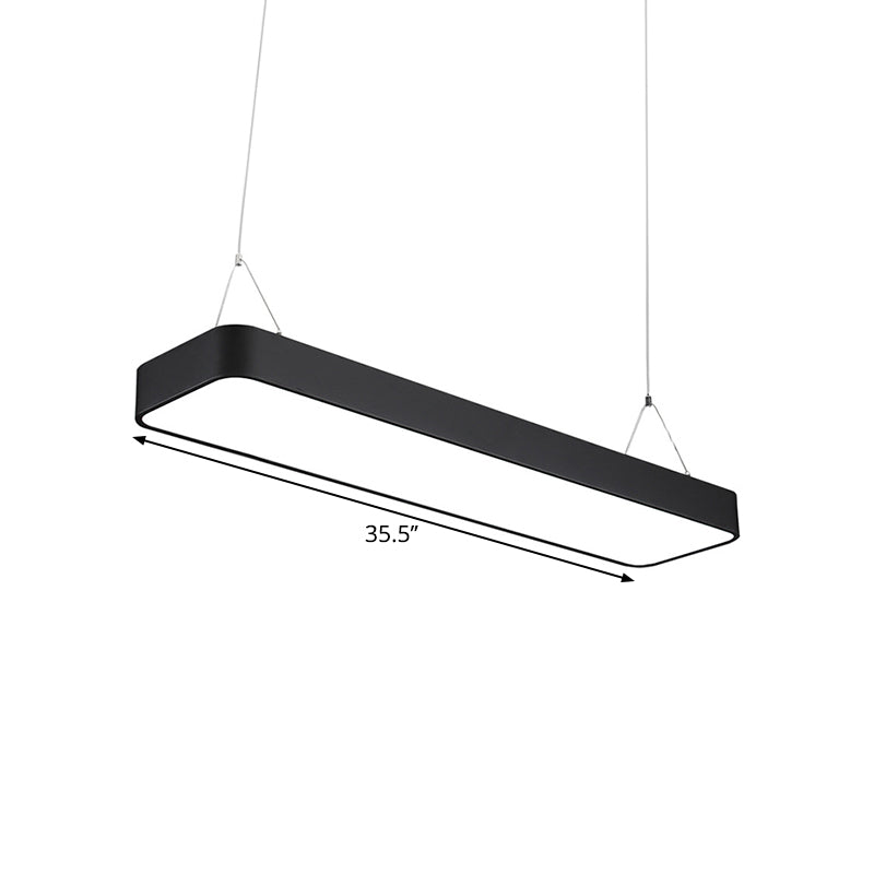 Modern Black Office Led Pendant Light With Acrylic Rectangle Shade Adjustable Lengths - 23.5/47/71 L