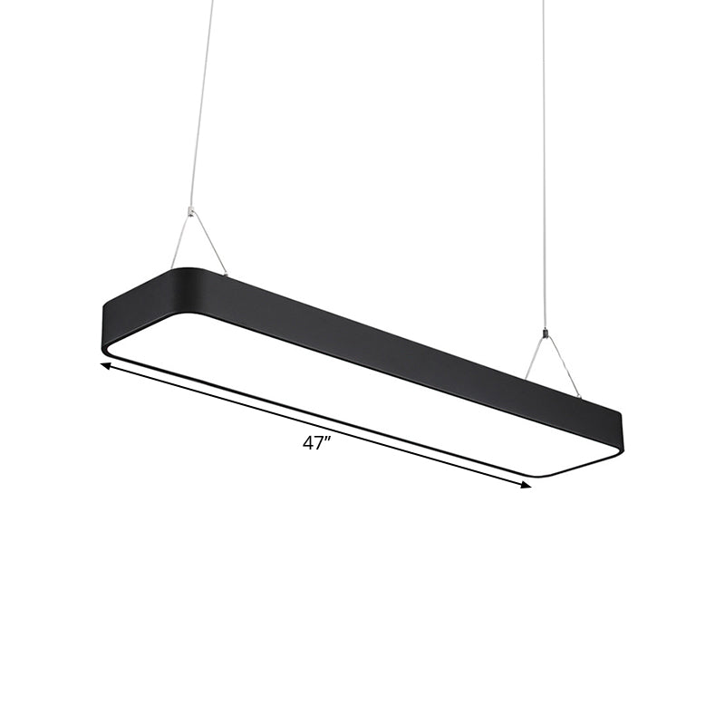 Modern Black Office Led Pendant Light With Acrylic Rectangle Shade Adjustable Lengths - 23.5/47/71 L