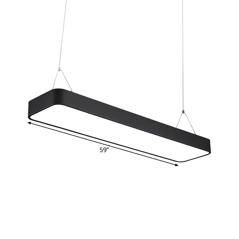 Modern Black Office Led Pendant Light With Acrylic Rectangle Shade Adjustable Lengths - 23.5/47/71 L