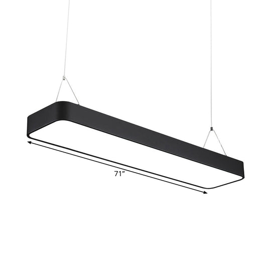 Modern Black Office Led Pendant Light With Acrylic Rectangle Shade Adjustable Lengths - 23.5/47/71 L