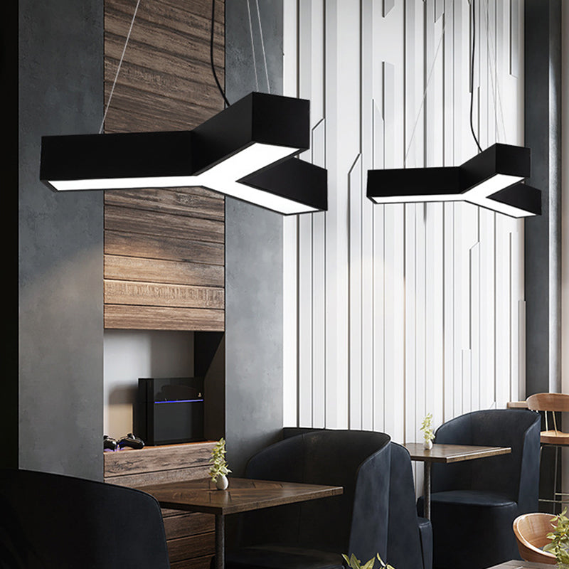 23.5"/35.5"/47" Nordic Black LED Office Pendant Lamp with Y Shaped Acrylic Shade – Warm/White Light