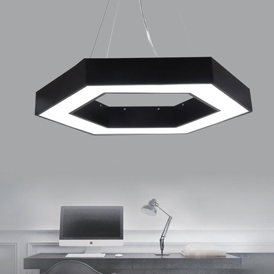 Modernacrylic Hexagonal Hanging Pendant In Black/White For Office Lighting