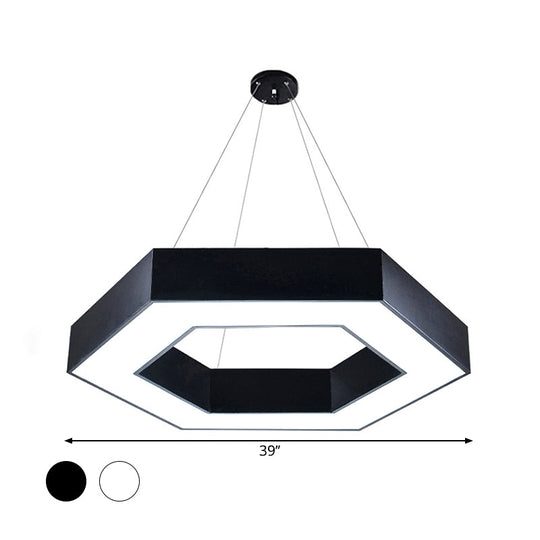 ModernAcrylic Hexagonal Hanging Pendant  in Black/White for Office