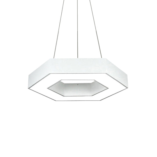 Modern Acrylic Hexagonal Pendant Led Ceiling Light (16/23.5/39) For Office - Black/White