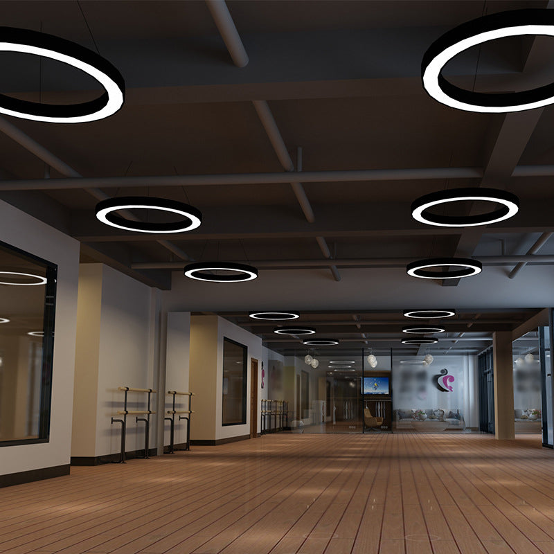 Minimalist Circle Led Pendant Light Kit - Office Hanging Lamp In Black Sizes: 16 23.5 47 /