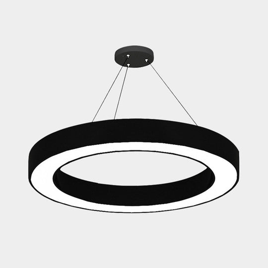 Minimalist Circle Led Pendant Light Kit - Office Hanging Lamp In Black Sizes: 16 23.5 47