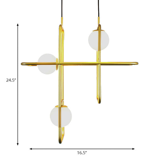 Modern Gold Crossed Rectangle Drop Chandelier - 2/3/4 Light Metal Pendant