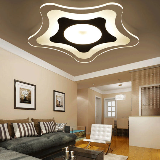 White Acrylic Star Slim Panel LED Ceiling Light - Simple, Stylish Flush Mount for Living Room