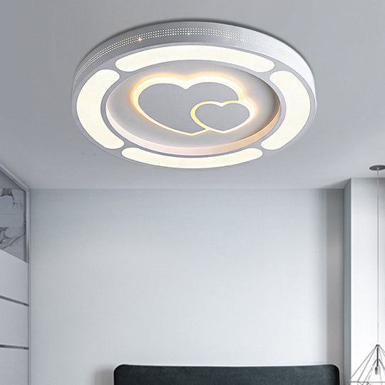 White Acrylic LED Circle Ceiling Mount Light - Modern Bedroom Lamp for Adults and Kids