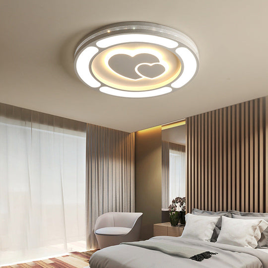 White Acrylic LED Circle Ceiling Mount Light - Modern Bedroom Lamp for Adults and Kids