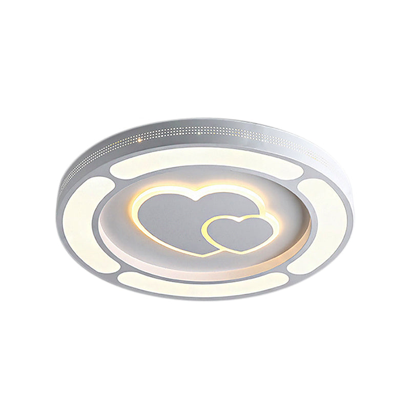 White Acrylic LED Circle Ceiling Mount Light - Modern Bedroom Lamp for Adults and Kids