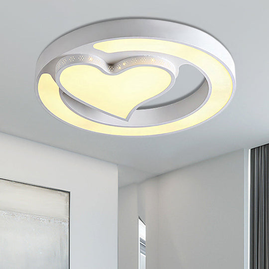 White Acrylic LED Circle Ceiling Mount Light - Modern Bedroom Lamp for Adults and Kids