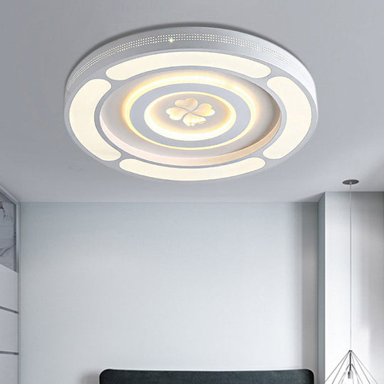 White Acrylic LED Circle Ceiling Mount Light - Modern Bedroom Lamp for Adults and Kids