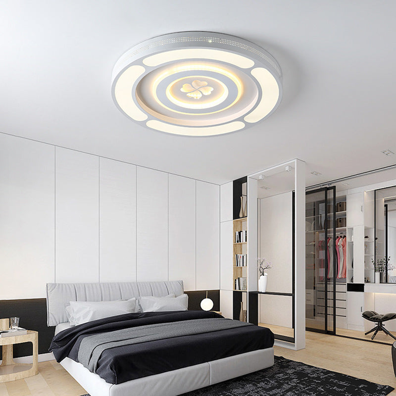 White Acrylic LED Circle Ceiling Mount Light - Modern Bedroom Lamp for Adults and Kids