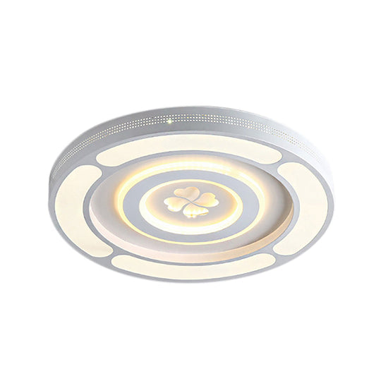 White Acrylic LED Circle Ceiling Mount Light - Modern Bedroom Lamp for Adults and Kids