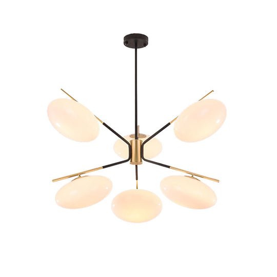 Modern Opal Glass Ellipse Pendant Light With 6/8 Lights For Living Room Ceiling