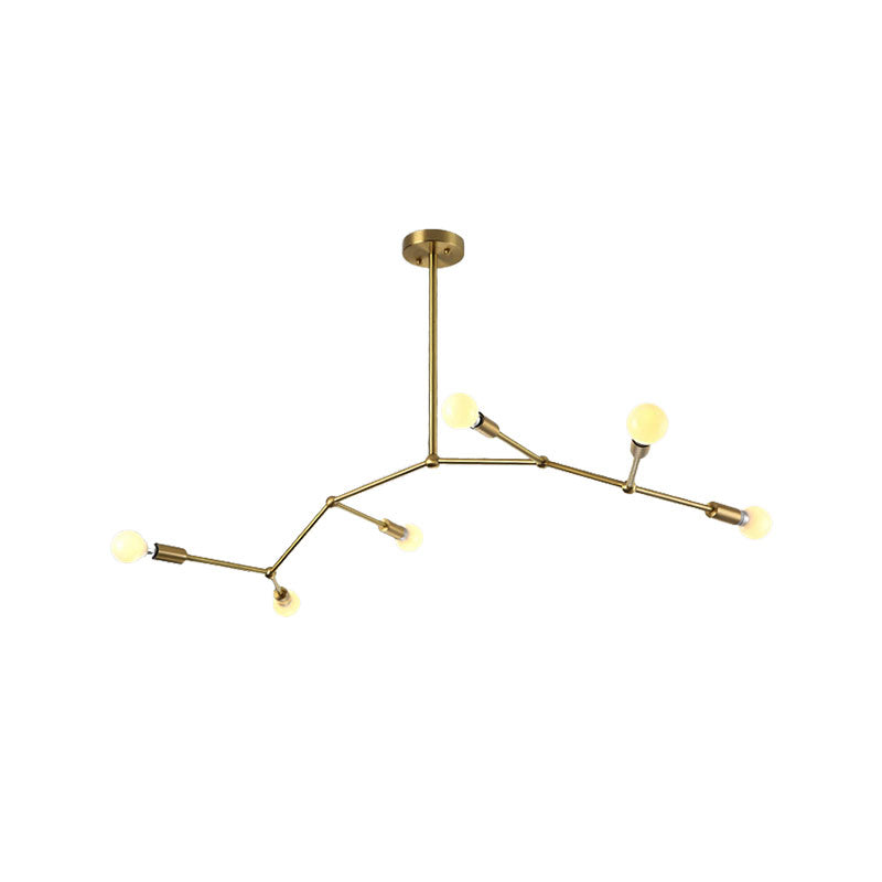 Gold Branch Chandelier: 6-Light Post Modern Pendant Light Fixture In Metal