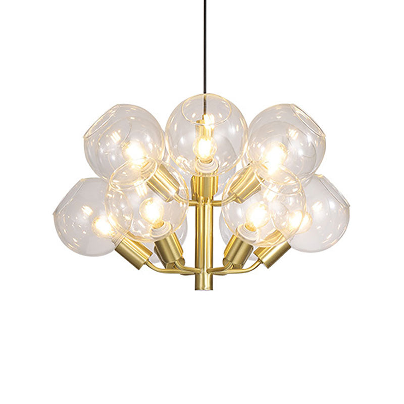 Modern 2-Tier Bubble Chandelier - Clear Glass 12-Bulb Pendant Lighting In Gold