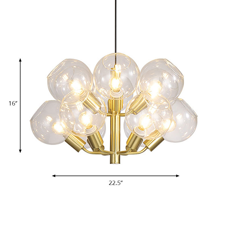 Modern 2-Tier Bubble Chandelier - Clear Glass 12-Bulb Pendant Lighting In Gold