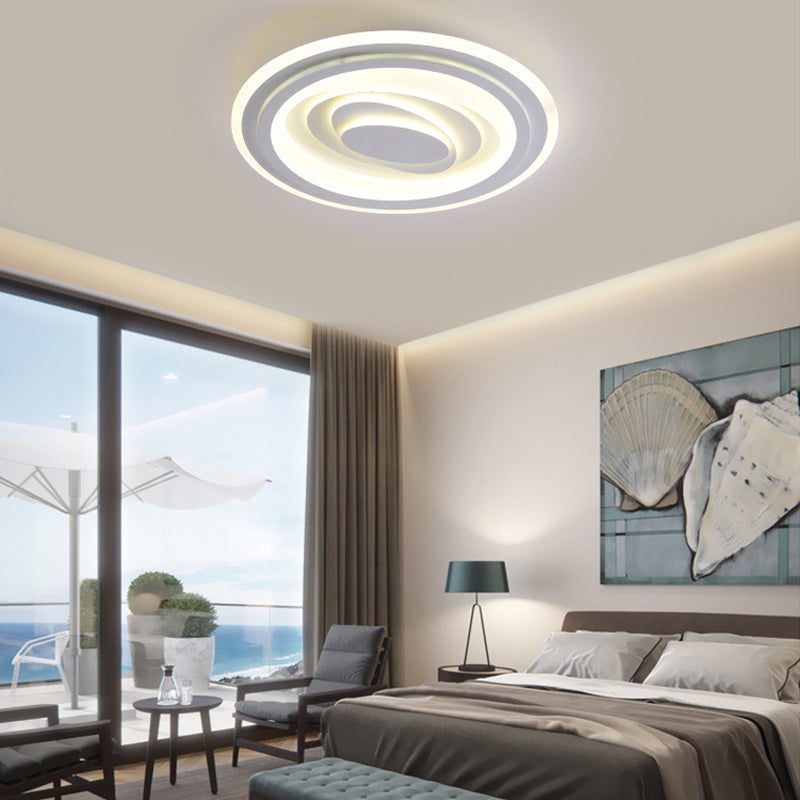 White Acrylic LED Ceiling Lamp for Living Room & Bedroom