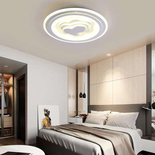 White Acrylic Led Ceiling Lamp For Living Room & Bedroom / B